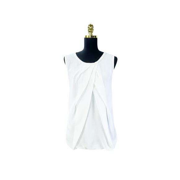Max Studio White Flowy Tank Top Blouse with Bubble Hem - Women's Size XL - Picture 1 of 6